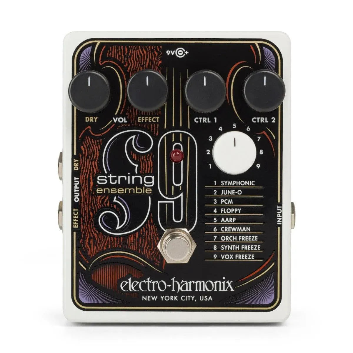 violin pedal Electro-Harmonix STRING9 String Ensemble and String Synthesizer Effects Pedal Black and White 197881144258