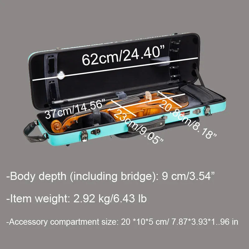 CrossRock CRF4050VF-R Poly Carbon Oblong 4/4 Violin Case, Black