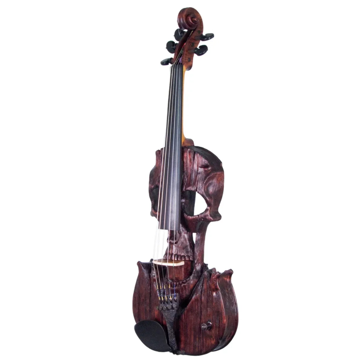 Stratton Skull Semi-Custom Carved 5-string Violin, Deep Mahogany