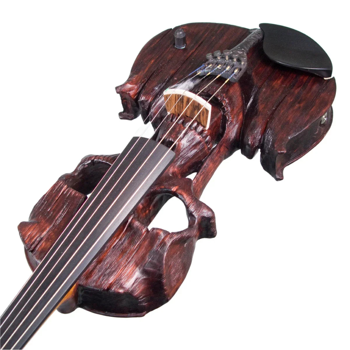 Stratton Skull Semi-Custom Carved 5-string Violin, Deep Mahogany