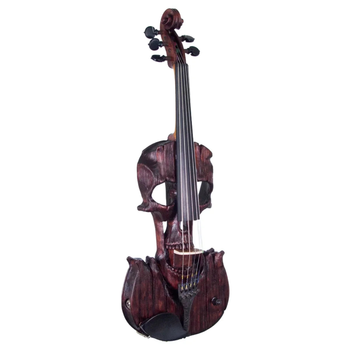 Skull String Instrument Stratton Skull Semi-Custom Carved 5-string Violin, Deep Mahogany ...