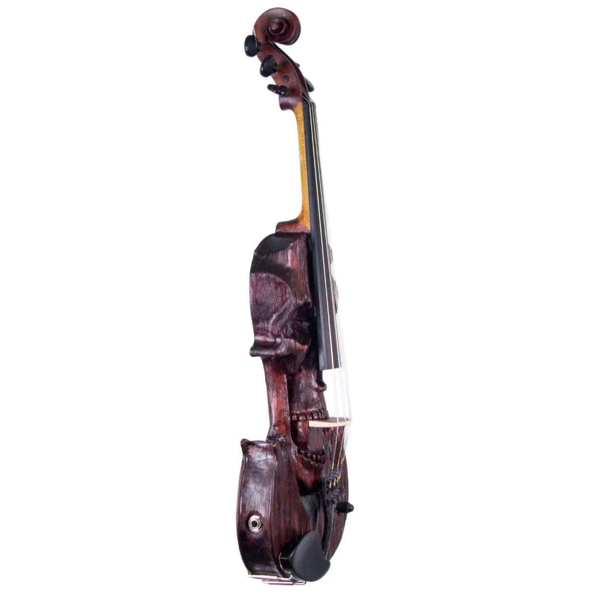 Stratton Skull Semi-Custom Carved 5-string Violin, Deep Mahogany