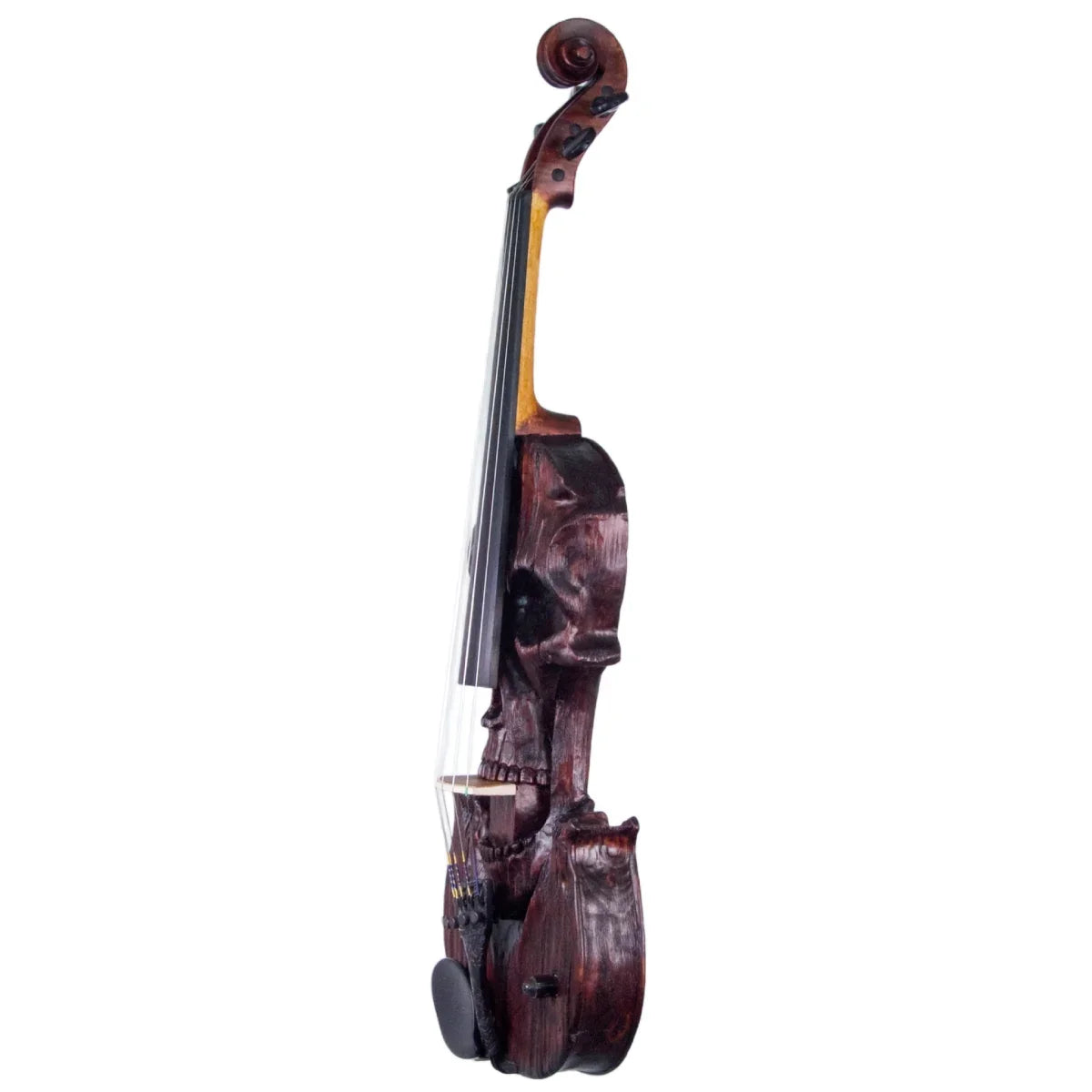 Skull String Instrument Stratton Skull Semi-Custom Carved 5-string Violin, Deep Mahogany ...
