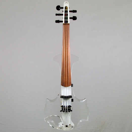 USED Aurora Classic electric violin with acrylic body and LED lights, white