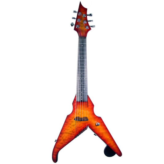 Wood Violins 6-string Phantom Fretted Viper, Cherry Sunburst Quilt over Black Cherry Sparkle, with Barbera Hybrid pickup