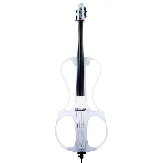 Aurora Acrylic Cello with LEDs, white - Electric Violin Shop