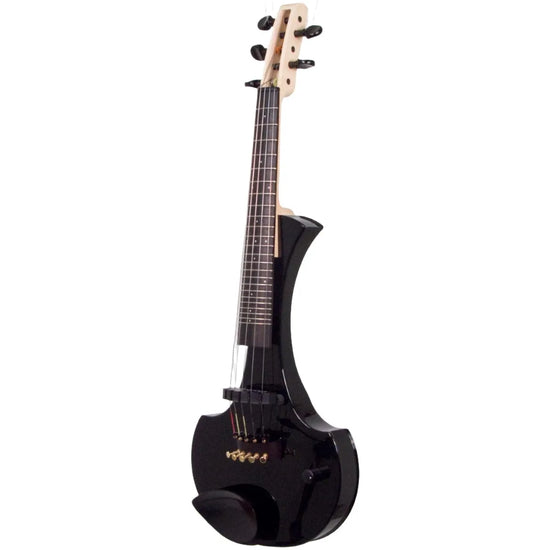 Cantini Earphonic 5-string Fretted Electric Violin with MIDI, Gloss Black - Electric Violin Shop