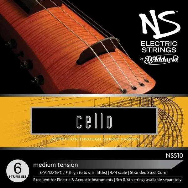 D'Addario NS Electric 6-string cello string set (F-C-G-D-A-E) - Electric Violin Shop