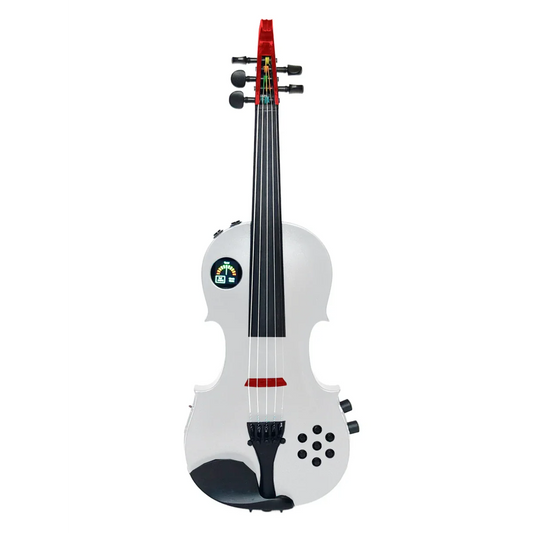 Volta Effectotron EF5, Pearl White finish, Red Neck & Bridge, Champagne Capsule Case - Electric Violin Shop