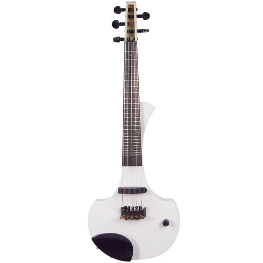 Cantini Earphonic 5-string Fretted Electric Violin with MIDI, Gloss White - Electric Violin Shop