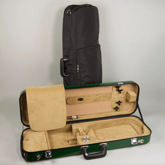 Bobelock 1060 oblong violin case, green/tan - Electric Violin Shop