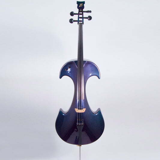 Bridge Draco electric cello, purple/green color shift finish