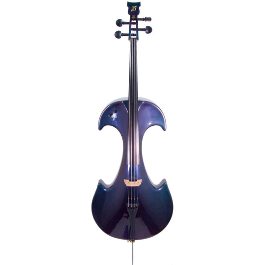 Bridge Draco electric cello, purple/green color shift finish