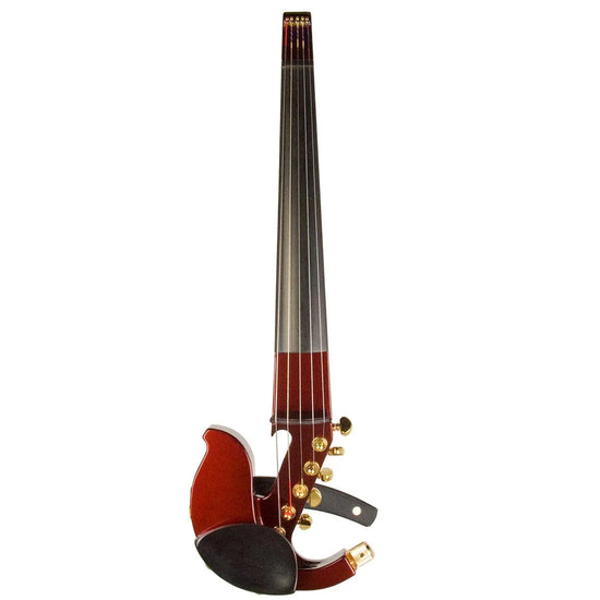 Jordan 5-string violin, dark cherry metallic with Starfish Designs bridge - Electric Violin Shop