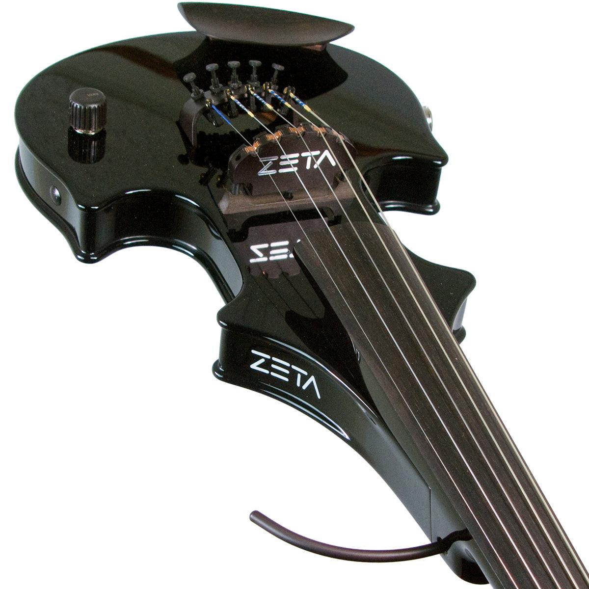 ZETA JV45 Jazz Fusion 5-String Electric Violin with MIDI, Gloss Black with Imbus pegs - Electric Violin Shop