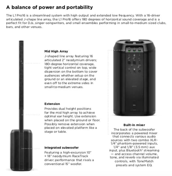 Bose L1 PRO16 Portable Line Array System | Electric Violin Shop