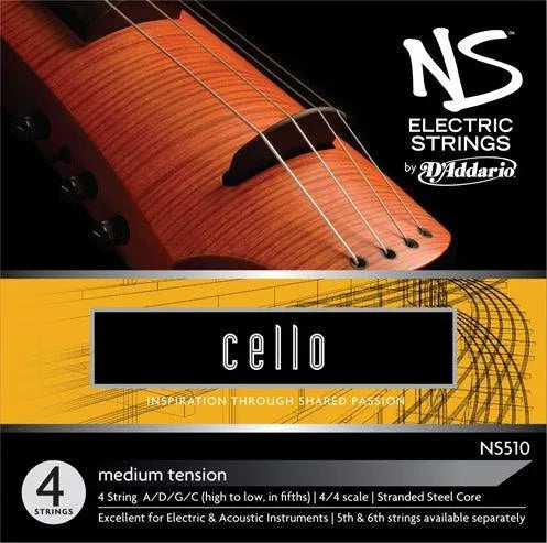 D'Addario NS Electric Cello String Set, 4/4 Scale, Medium Tension - Electric Violin Shop