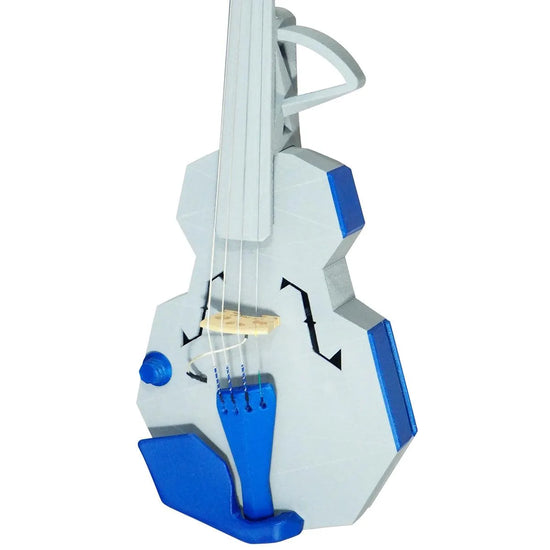 OpenFabPDX Modular Fiddle Acoustic-Electric 4-String, grey and blue, with LR Baggs bridge - Electric Violin Shop