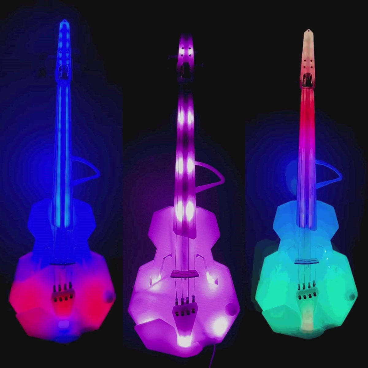 OpenFab Strata Glow 4-String Acoustic-Electric Violin, White with