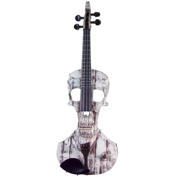 Stratton Skull Standard fretted violin, Shipwreck White with Starfish Designs pickup - Electric Violin Shop