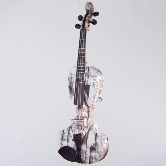 Stratton Skull Standard fretted violin, Shipwreck White with Starfish Designs pickup - Electric Violin Shop