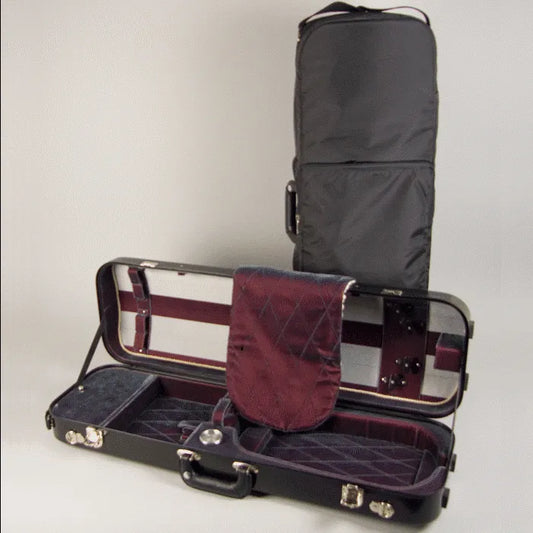 Bobelock 1060 oblong violin case, Black/Smoky Red - Electric Violin Shop