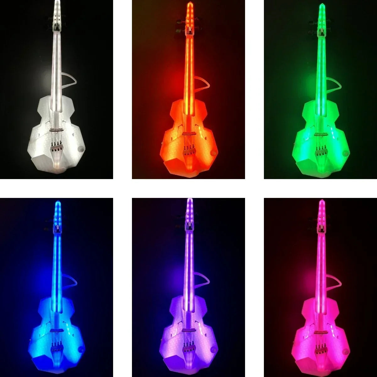 OpenFab Strata Glow 4-String Acoustic-Electric Violin, White with
