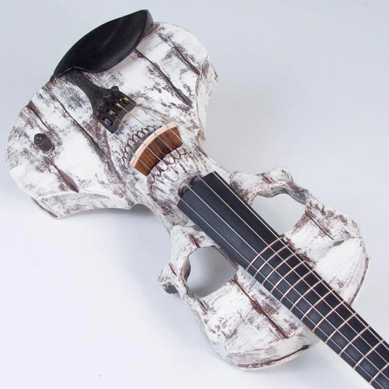 Stratton Skull Standard fretted violin, Shipwreck White with Starfish Designs pickup - Electric Violin Shop