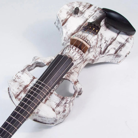 Stratton Skull Standard fretted violin, Shipwreck White with Starfish Designs pickup - Electric Violin Shop