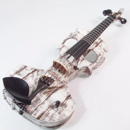 Stratton Skull Standard fretted violin, Shipwreck White with Starfish Designs pickup - Electric Violin Shop