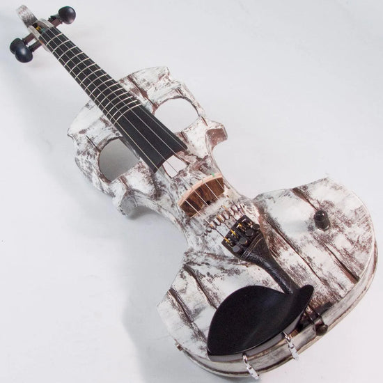 Stratton Skull Standard fretted violin, Shipwreck White with Starfish Designs pickup - Electric Violin Shop