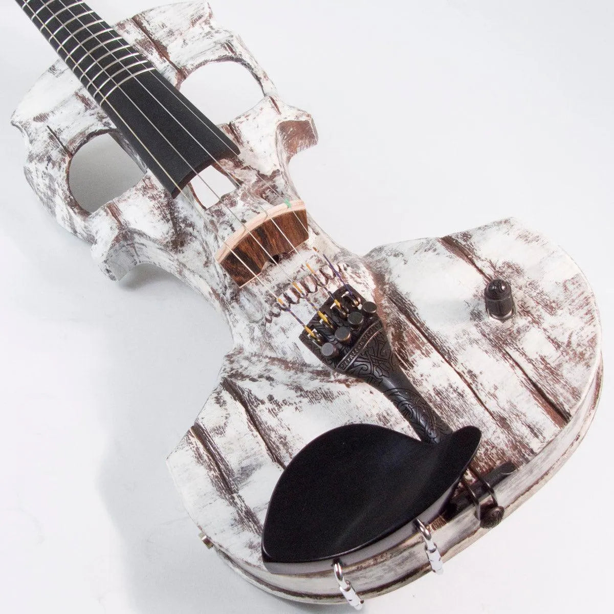 Stratton Skull Standard fretted violin, Shipwreck White with Starfish Designs pickup - Electric Violin Shop