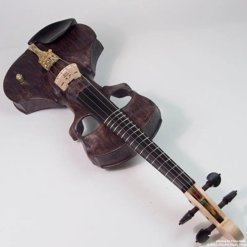 Stratton Skull Standard Fretted Electric Violin, Dark Driftwood - Electric Violin Shop