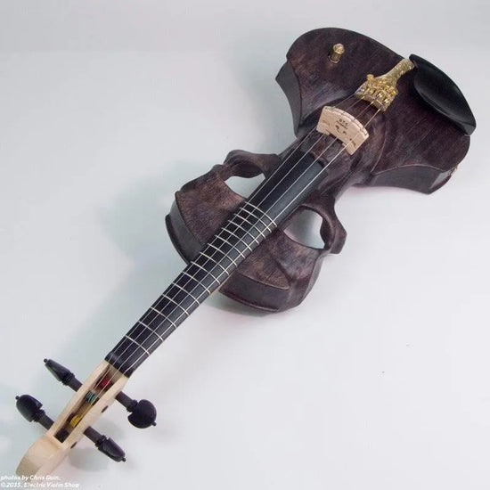 Stratton Skull Standard Fretted Electric Violin, Dark Driftwood - Electric Violin Shop