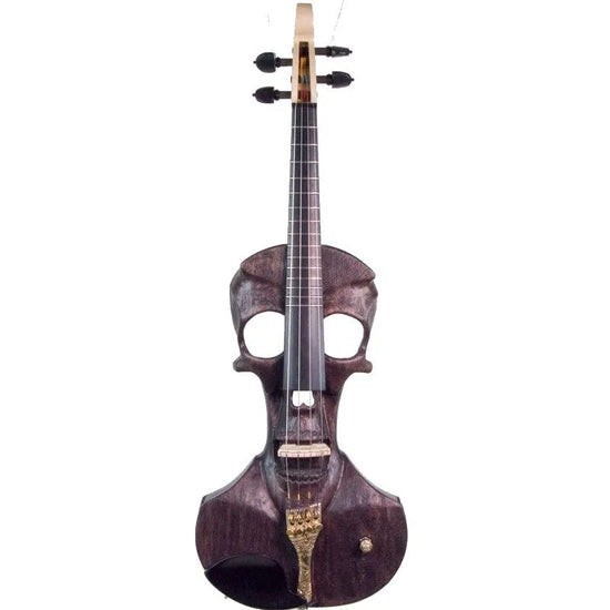 Stratton Skull Standard Fretted Electric Violin, Dark Driftwood - Electric Violin Shop