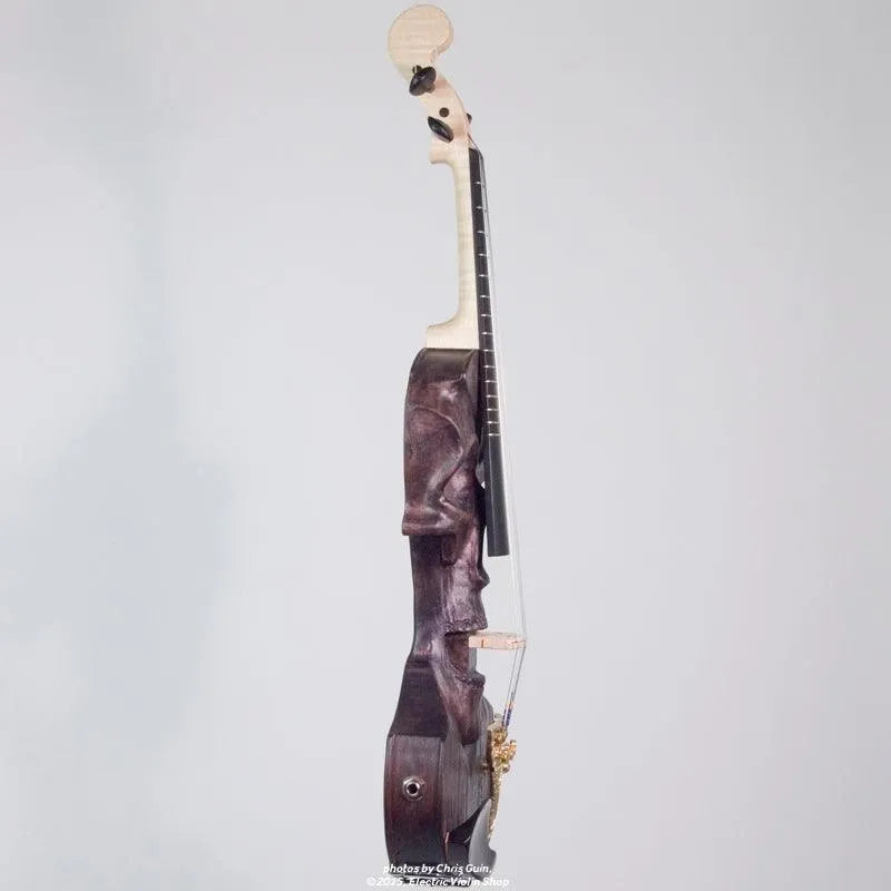 Stratton Skull Standard Fretted Electric Violin, Dark Driftwood - Electric Violin Shop