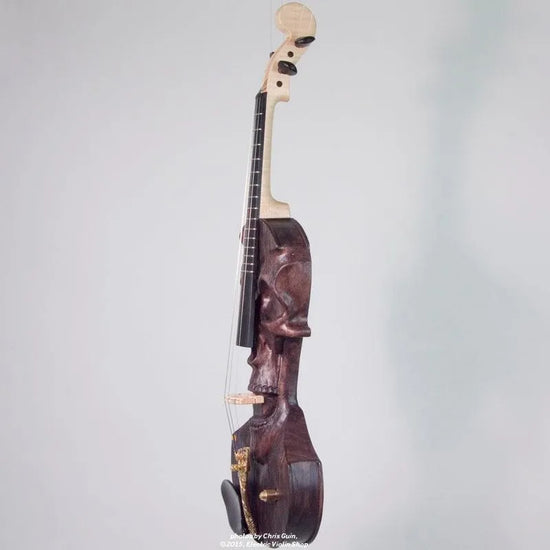 Stratton Skull Standard Fretted Electric Violin, Dark Driftwood - Electric Violin Shop