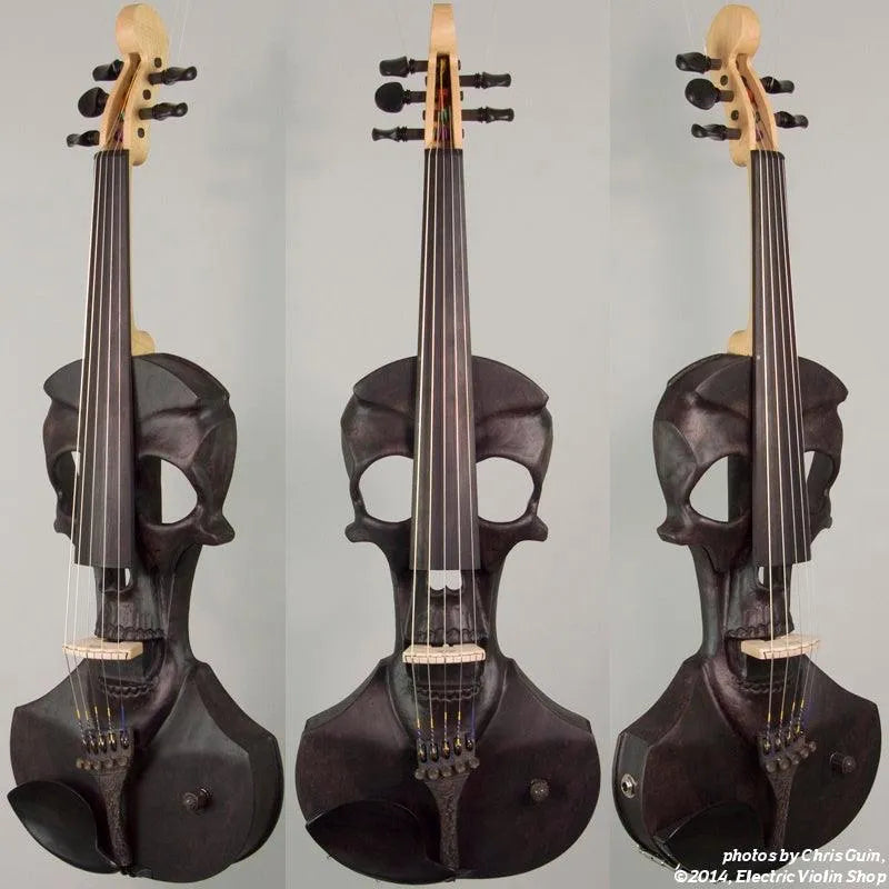 Stratton Skull 5-string Standard Electric Violin, Satin Black - Electric Violin Shop