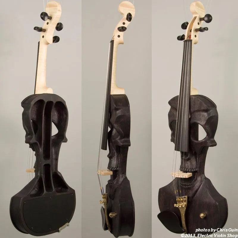 Stratton Skull Standard Electric Violin, Satin Black - Electric Violin Shop