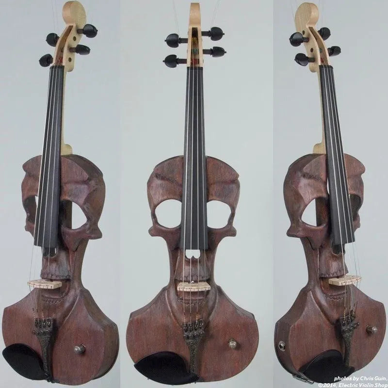 Stratton Skull Standard Electric Violin, Driftwood - Electric Violin Shop