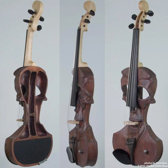 Stratton Skull Standard Electric Violin, Driftwood - Electric Violin Shop