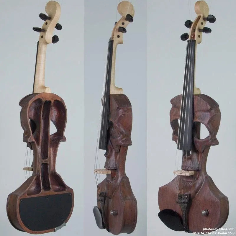 Stratton Skull Standard Electric Violin, Driftwood - Electric Violin Shop