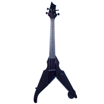 Wood Violins Viper Violín fantasma de 4 cuerdas con trastes, negro brillante con pastilla TruTone