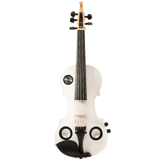 Volta Violinatron V5-R violín híbrido de 5 cuerdas con parlantes incorporados y reverberación, negro y rojo