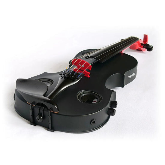 Volta Violinatron V5-R 5-string hybrid violin with built-in speakers & reverb, black and red - Electric Violin Shop