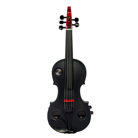 Volta Violinatron V5-R 5-string hybrid violin with built-in speakers & reverb, black and red - Electric Violin Shop