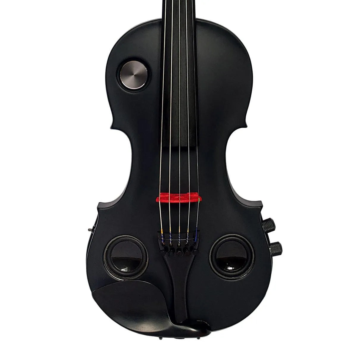 Volta Violinatron V5-R 5-string hybrid violin with built-in speakers & reverb, black and red - Electric Violin Shop