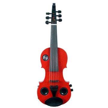 Volta Violinatron V6-R 6-string hybrid violin with built-in speakers & reverb, red - Electric Violin Shop