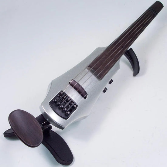 NS Design WAV 5 violin, custom silver metallic - Electric Violin Shop