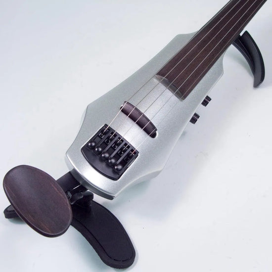 NS Design WAV 5 violin, custom silver metallic - Electric Violin Shop